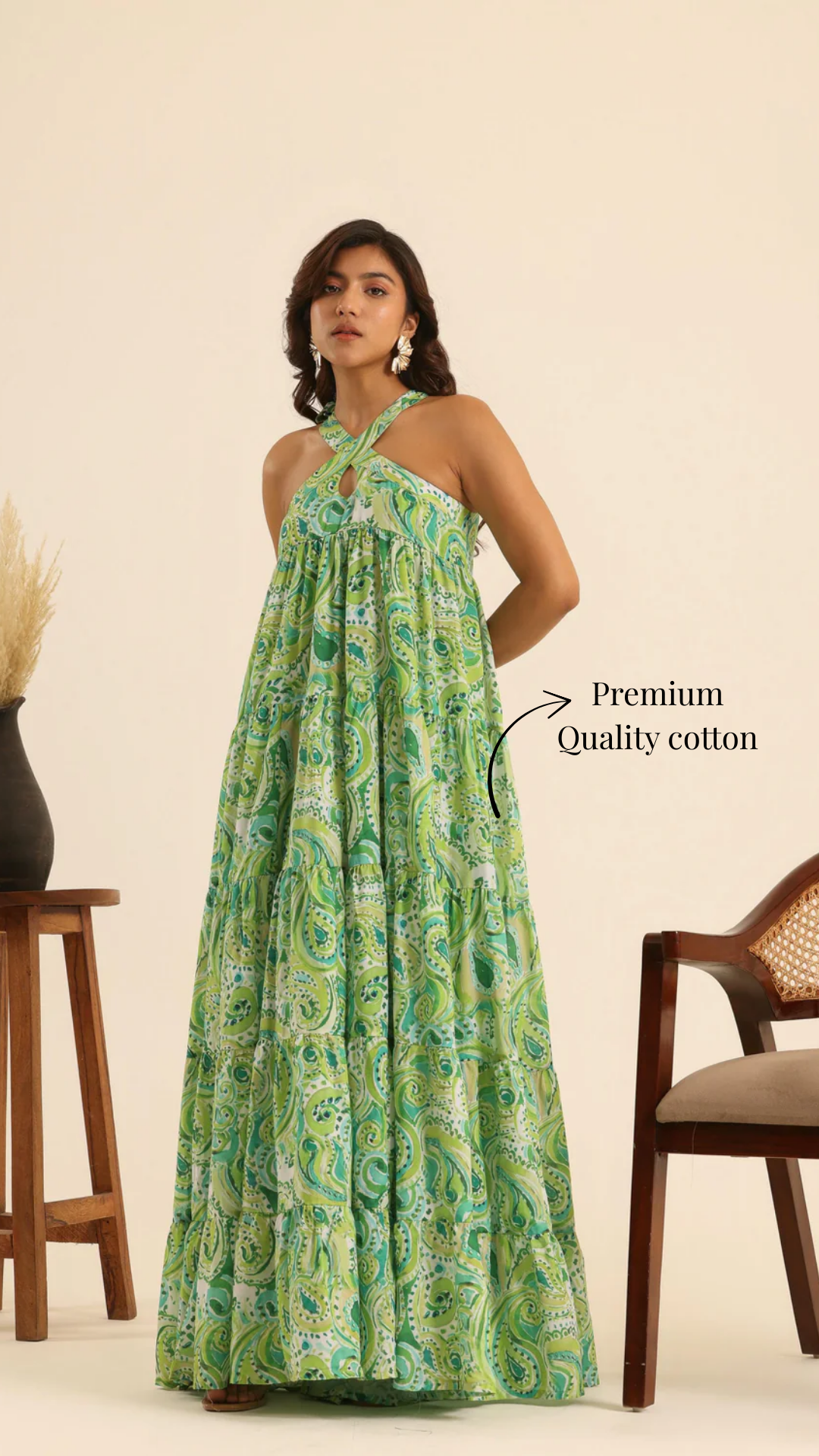 Nazaakat Mean Green Maxi Dress