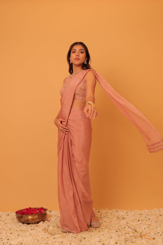 Nazaakat Mehfil Blush Pink Drape Sari Set