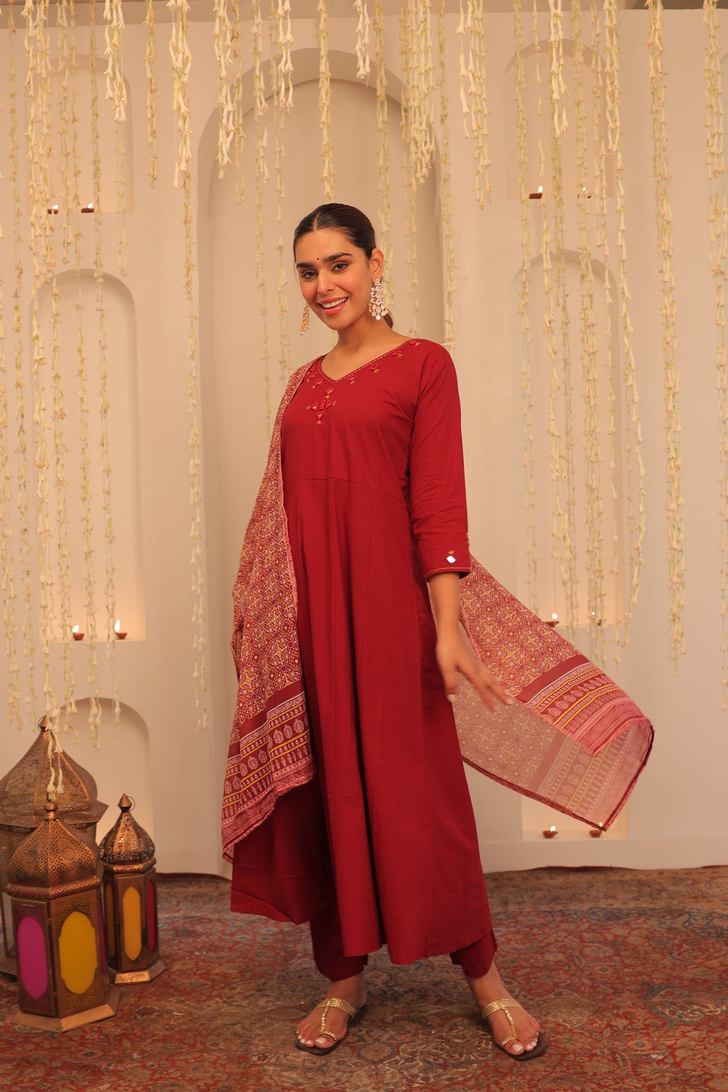 Nazaakat Mehfil Cherry Red Anarkali Set