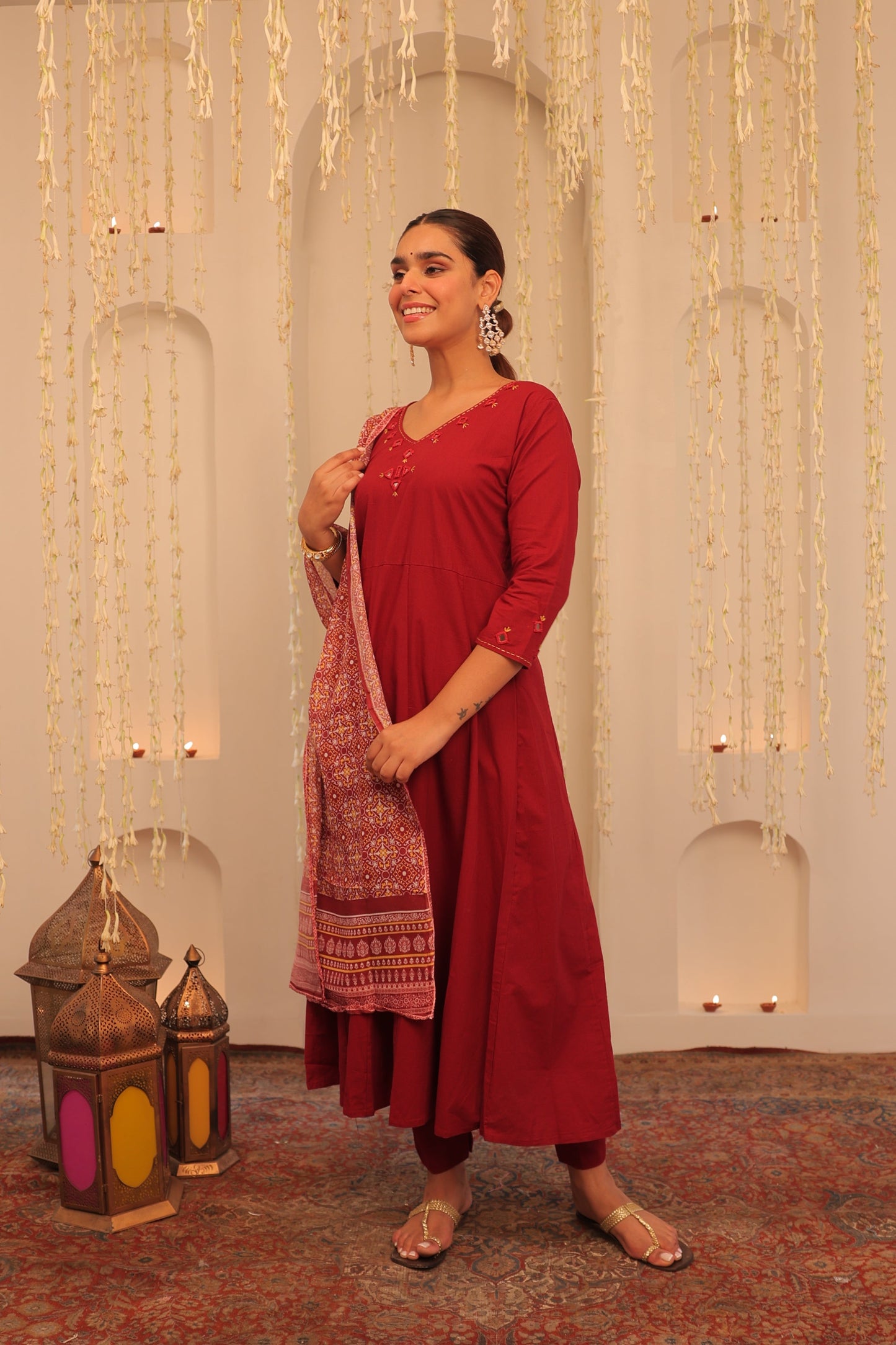 Nazaakat Mehfil Cherry Red Anarkali Set