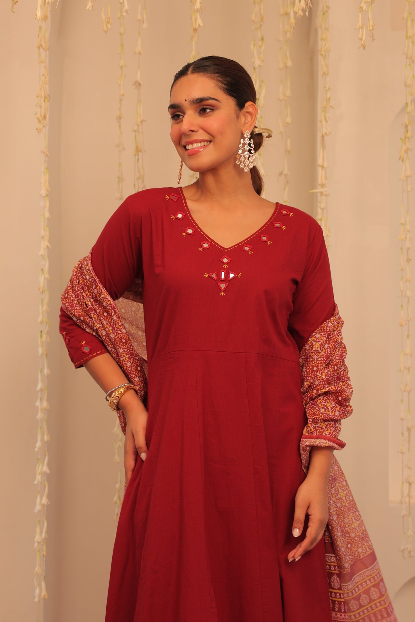 Nazaakat Mehfil Cherry Red Anarkali Set