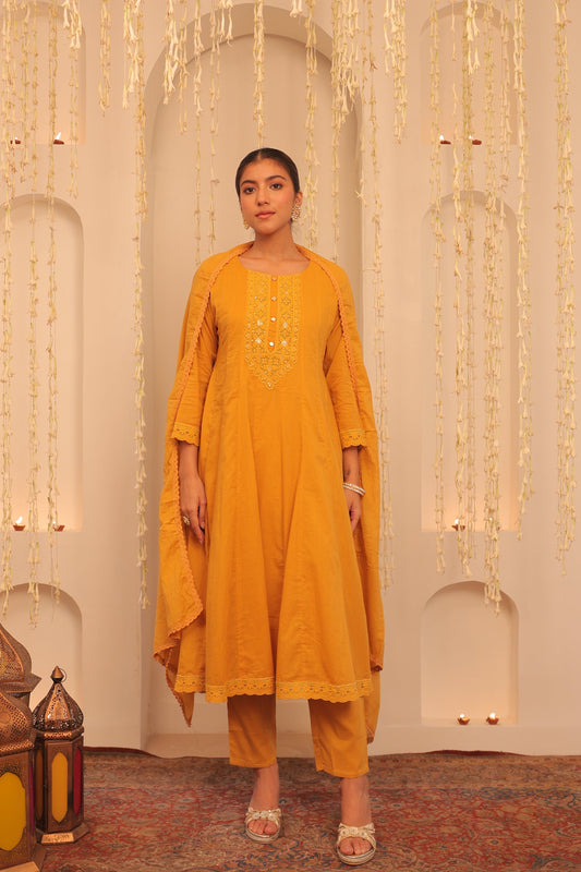 Nazaakat Mehfil Mustard Yellow Anarkali Set