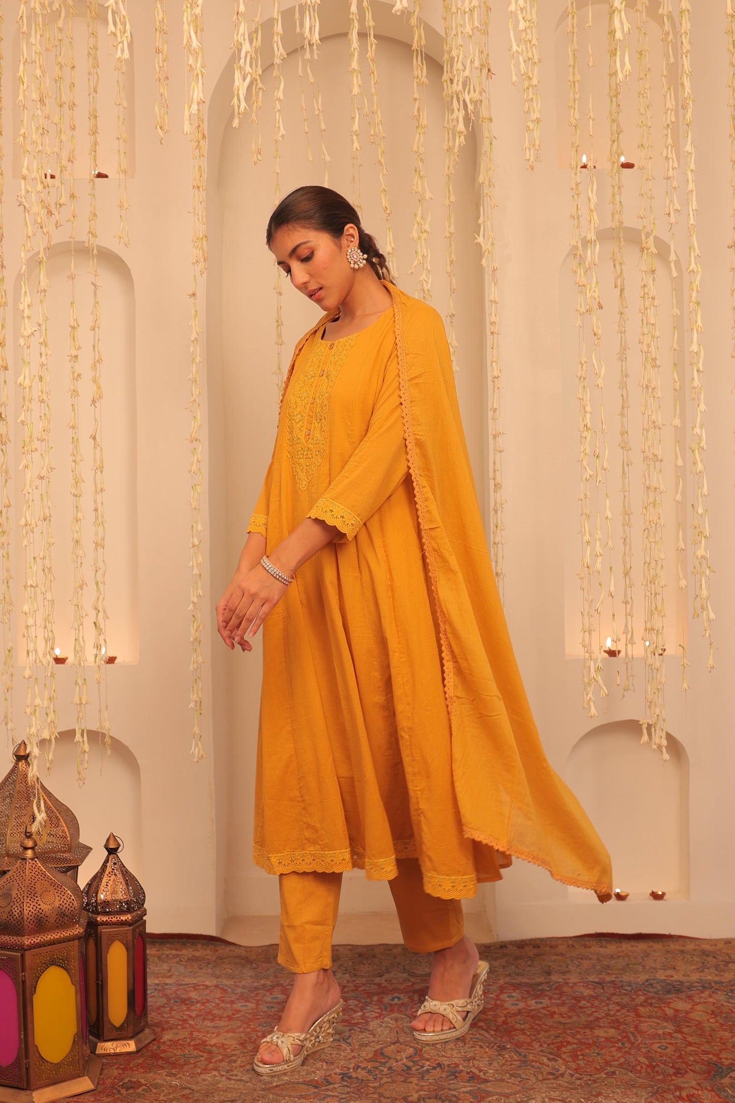 Nazaakat Mehfil Mustard Yellow Anarkali Set
