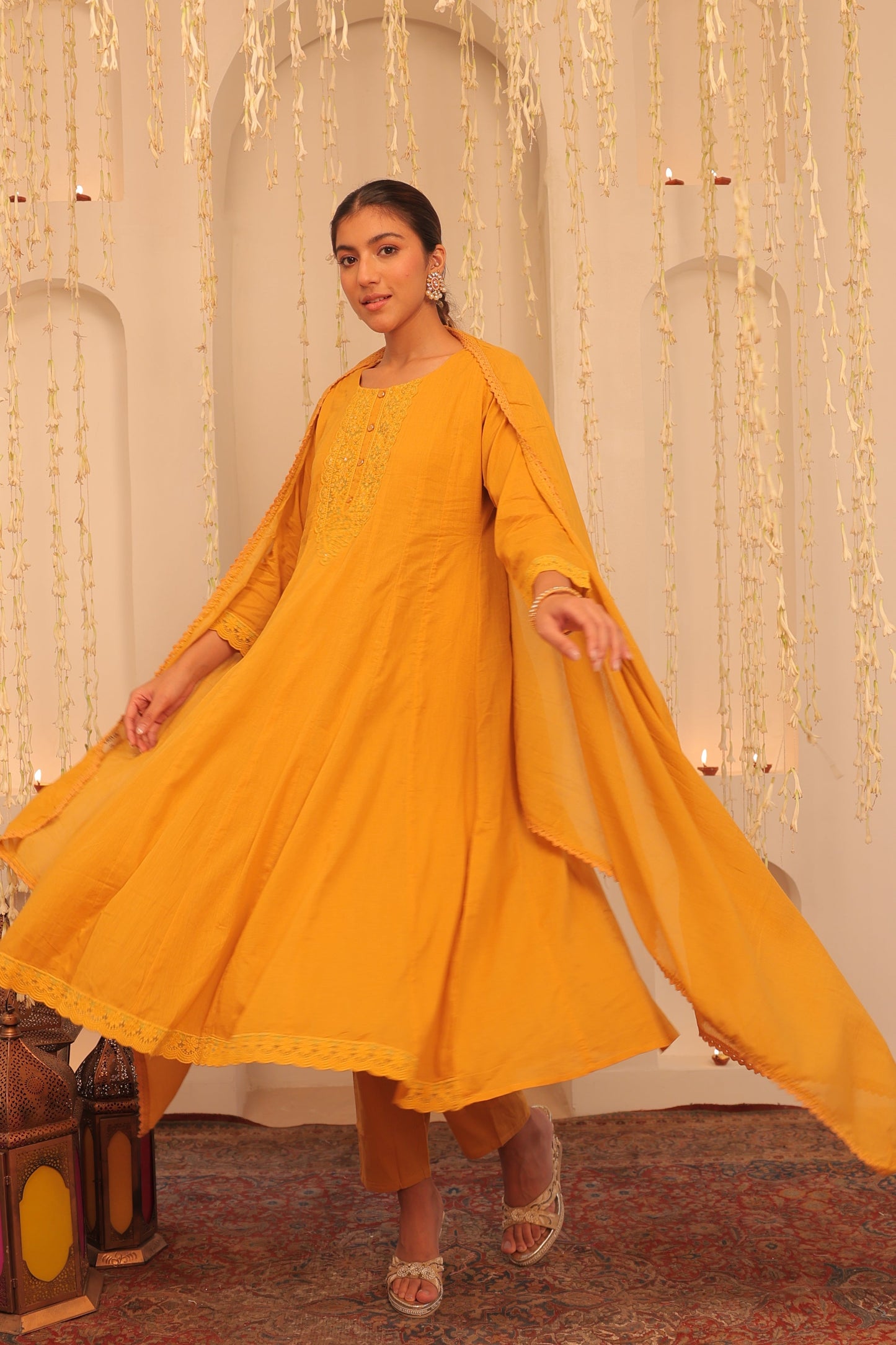 Nazaakat Mehfil Mustard Yellow Anarkali Set