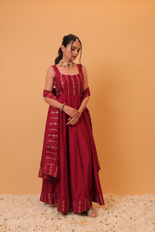 Nazaakat Mehfil Wine Anarkali Set