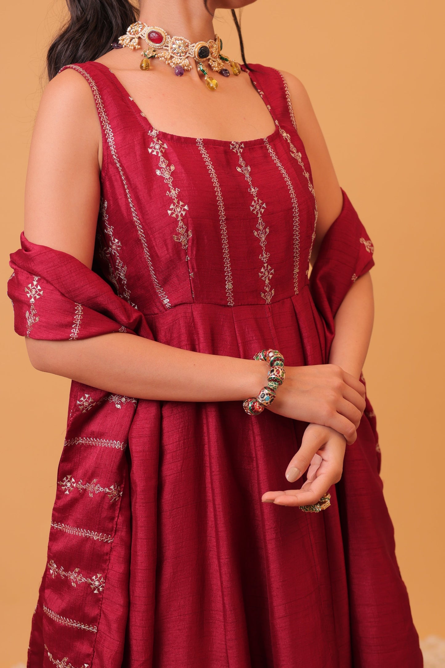 Nazaakat Mehfil Wine Anarkali Set