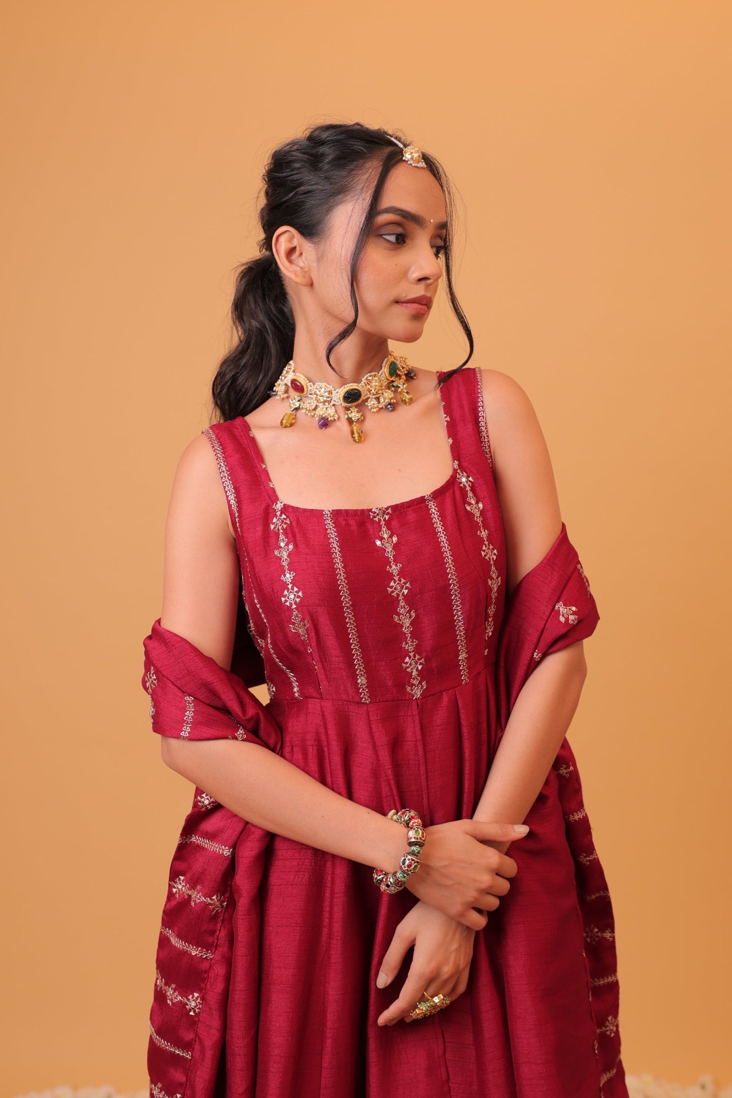 Nazaakat Mehfil Wine Anarkali Set