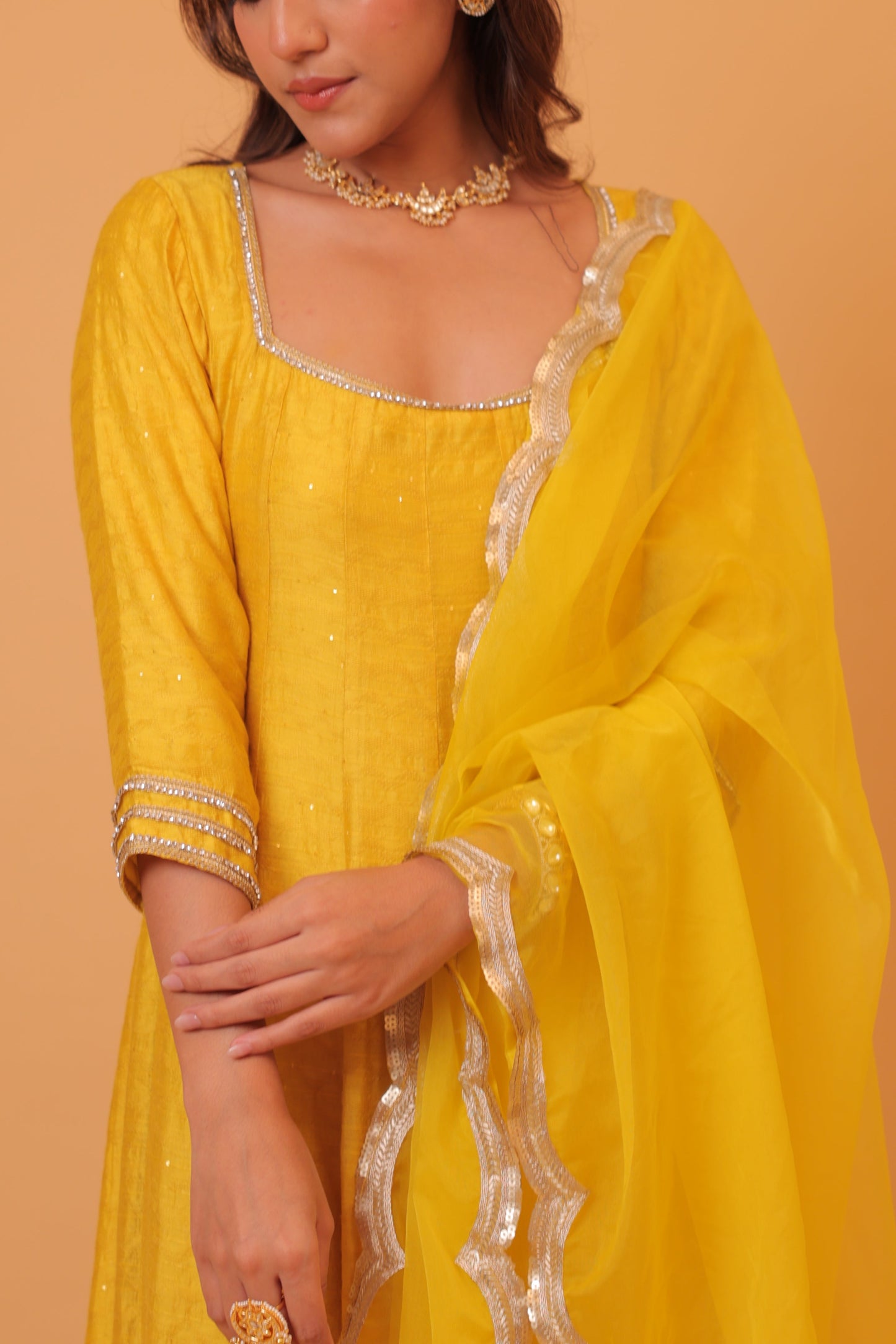 Nazaakat Mehfil Canary Yellow Anarkali Set