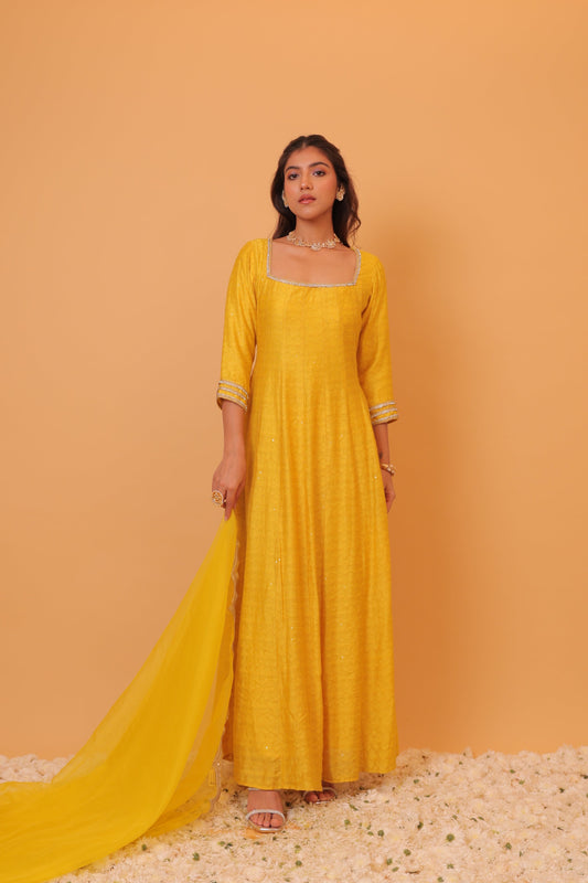 Nazaakat Mehfil Canary Yellow Anarkali Set