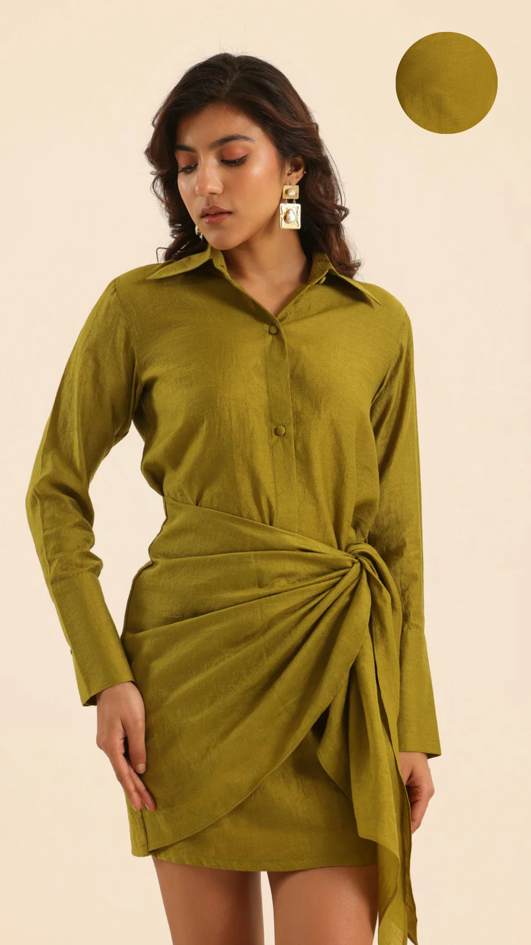 Nazaakat Olive Touch Wrap Dress