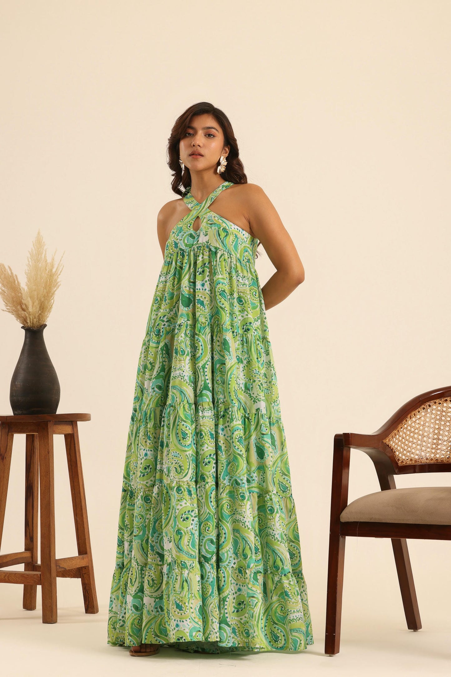 Nazaakat Mean Green Maxi Dress