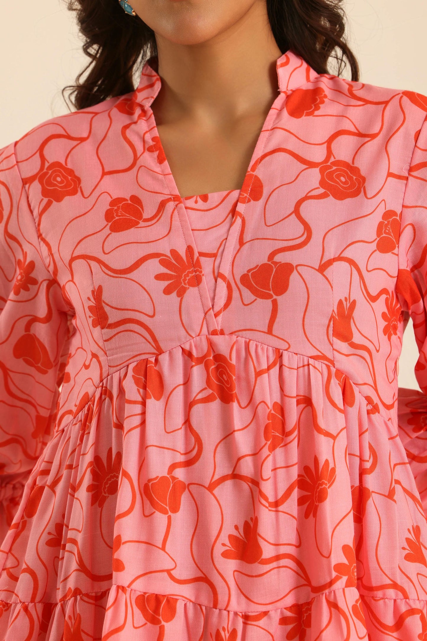 Nazaakat Flamingo Tiered Dress