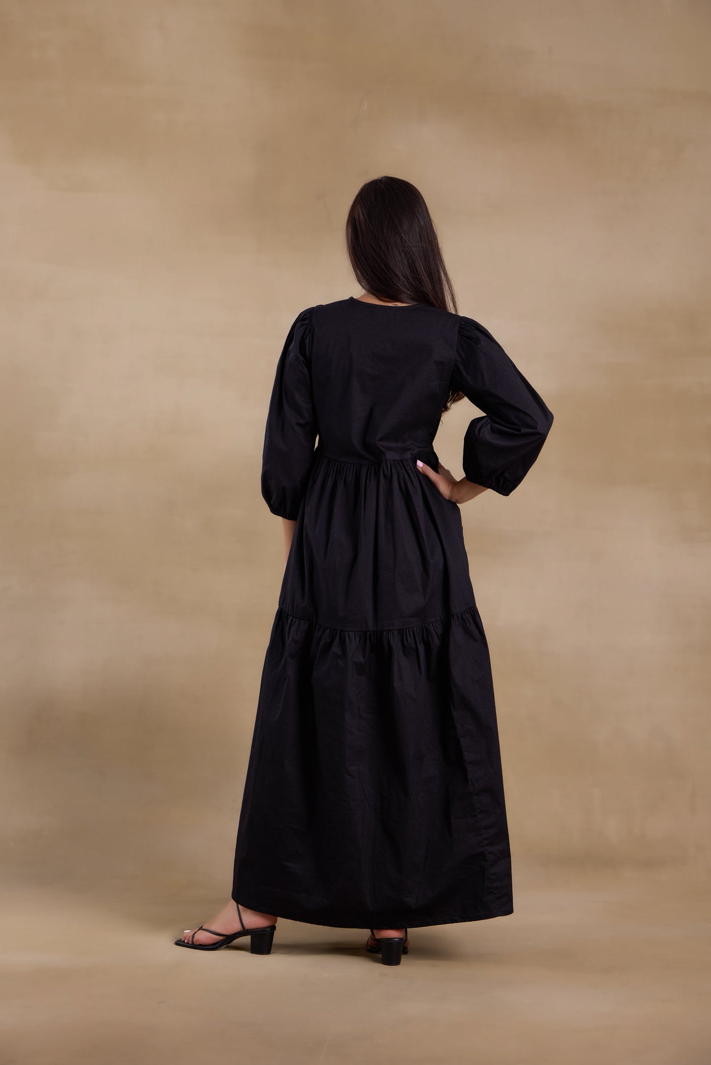 Nazaakat Essentials Black Flared Long Dress