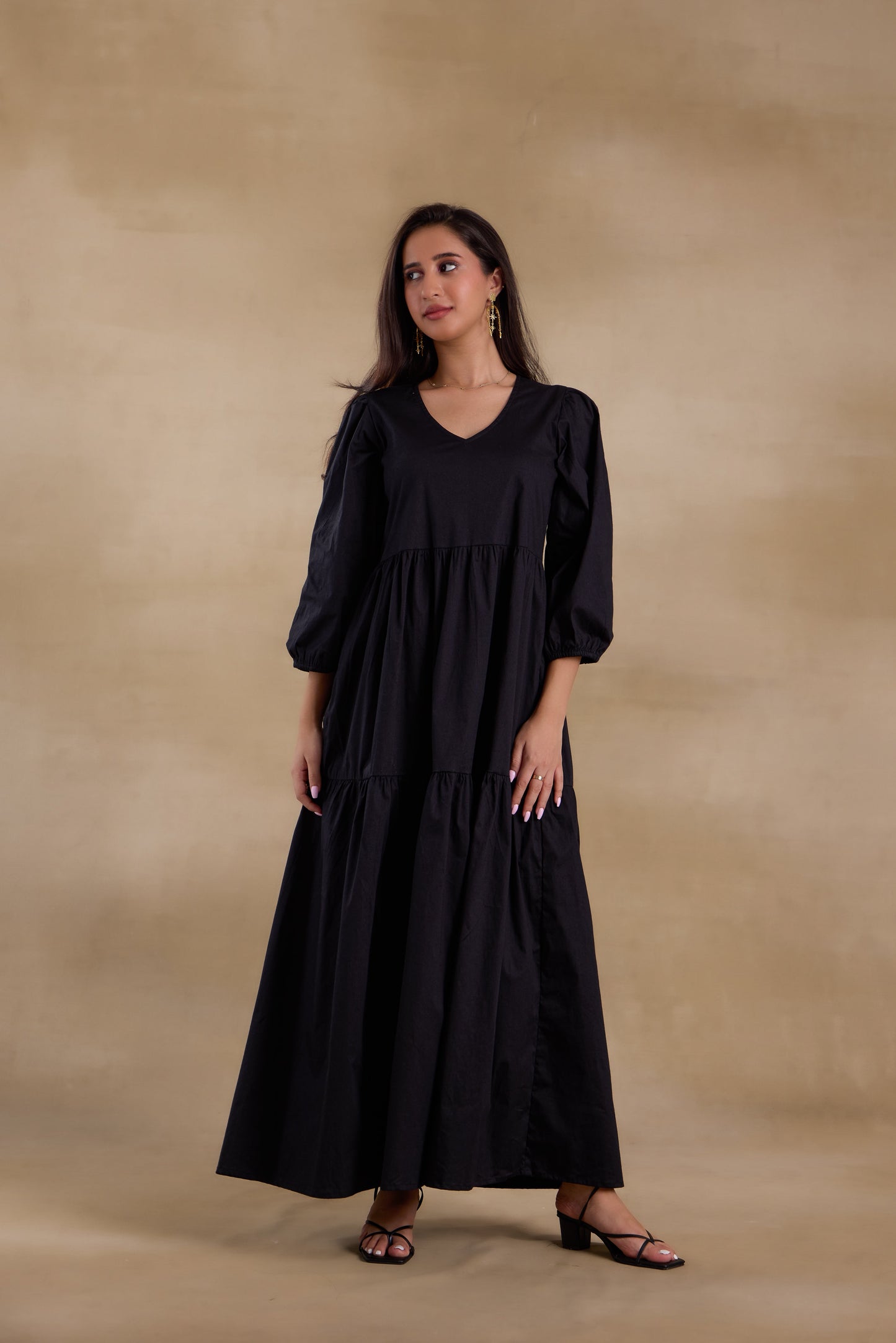 Nazaakat Essentials Black Flared Long Dress