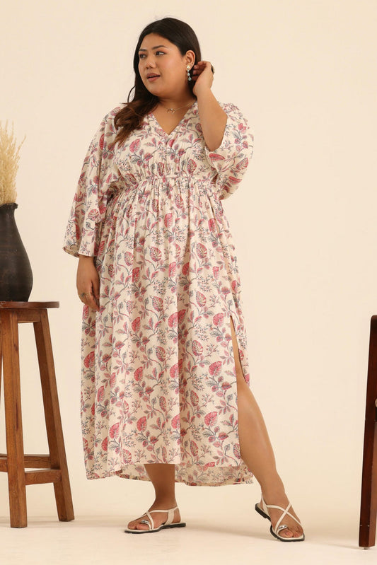 Nazaakat Rose Latte Kaftan Dress