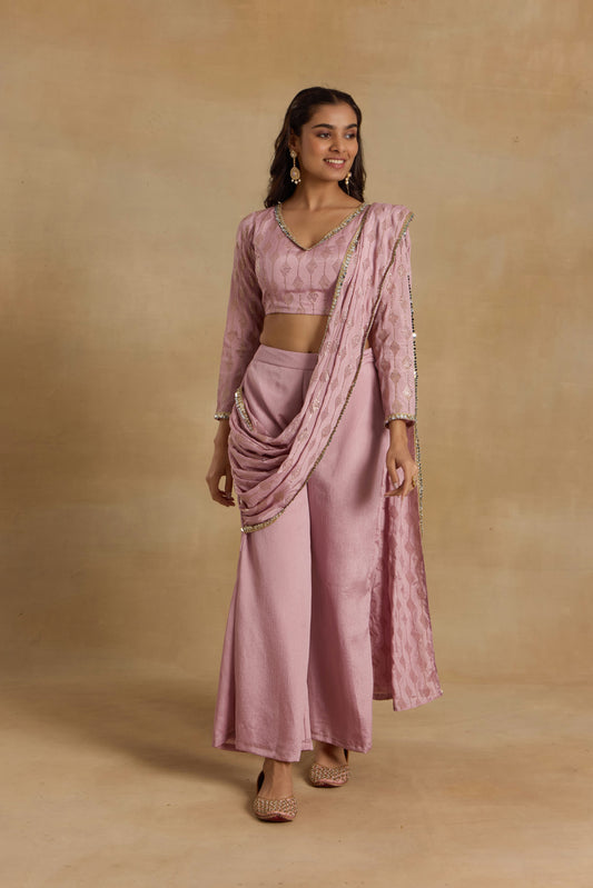 Nazaakat Heer Lilac Ready To Wear Pant Sari Set