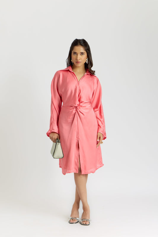 Nazaakat Cairo Bubblegum Front Knot Dress