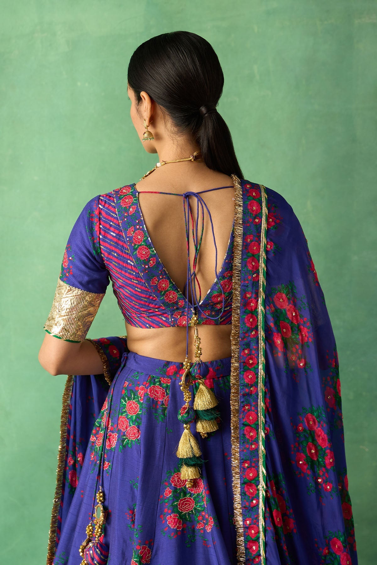 Rangeela  Floral Night Blue Lehenga with Blouse and Dupatta ( Set of 3)