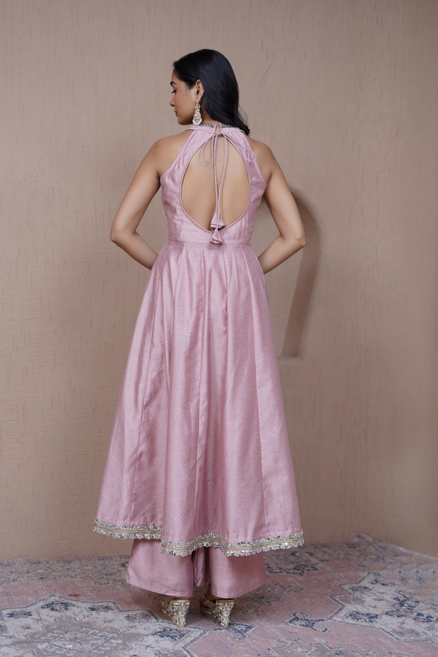 Nazaakat Resham Pink halterneck anarkali set