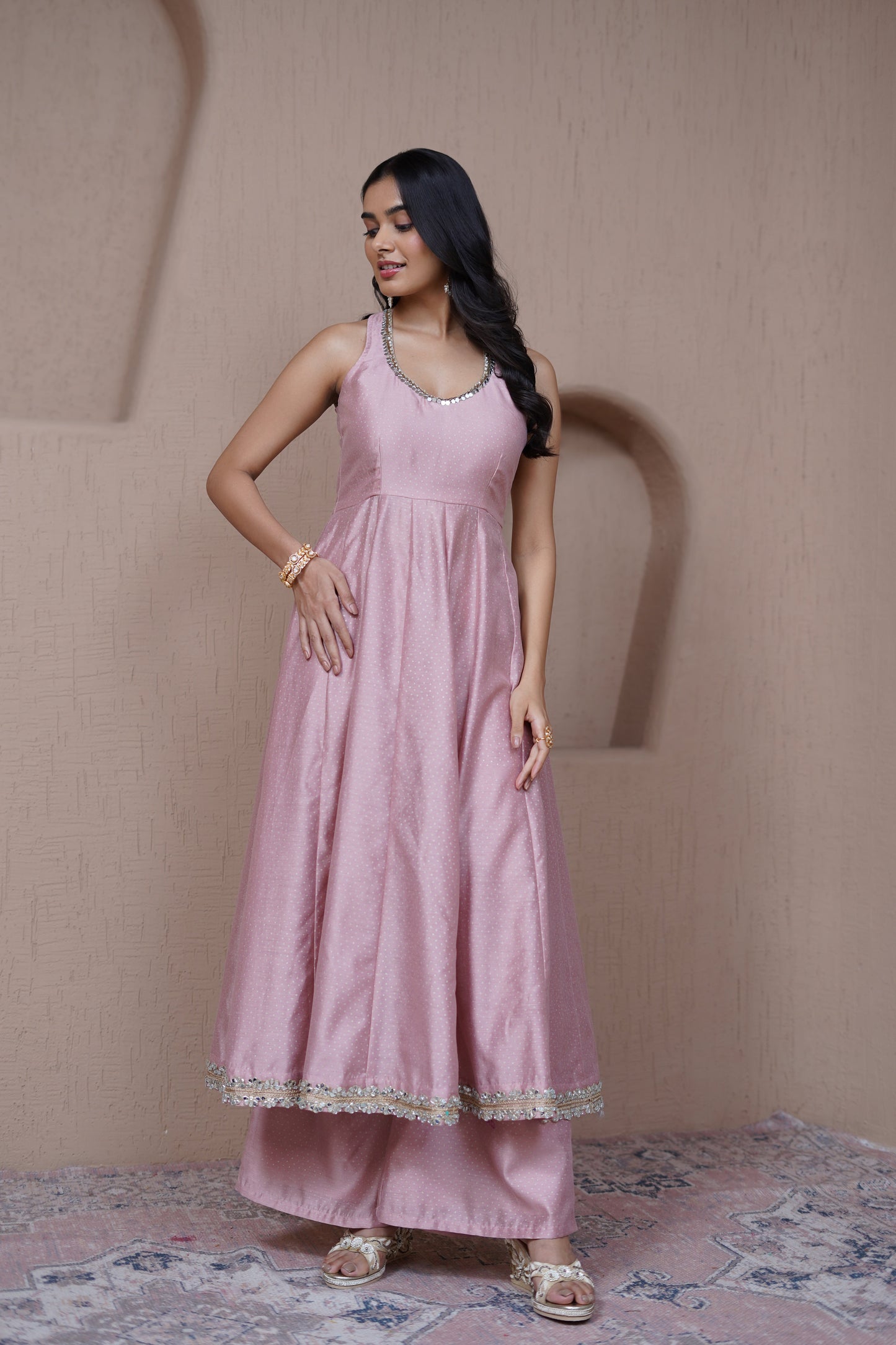 Nazaakat Resham Pink halterneck anarkali set