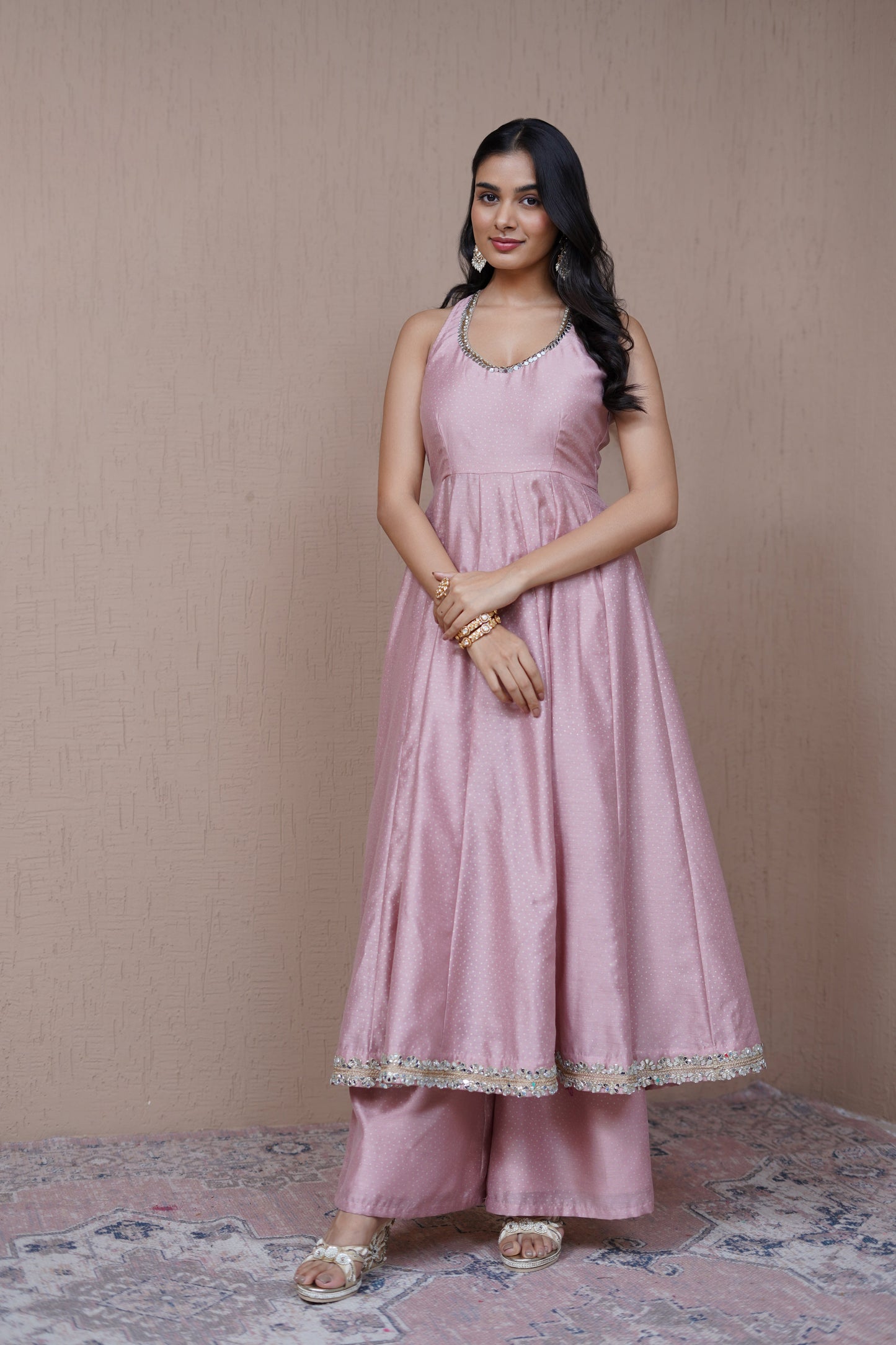Nazaakat Resham Pink halterneck anarkali set