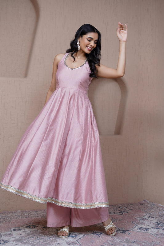 Nazaakat Resham Pink halterneck anarkali set