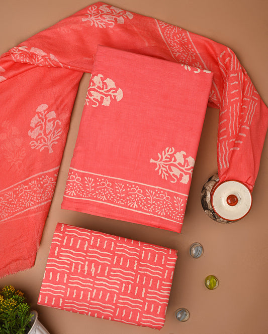 Traditional Hand Painted Cotton Sets With Chiffon Dupatta CFCOTCH39