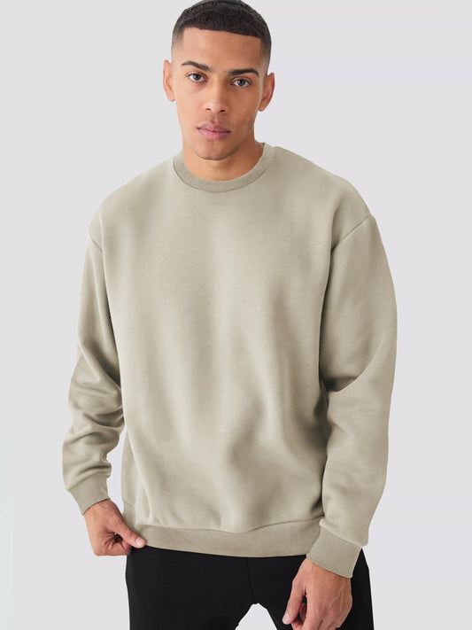 Cozy Cut Solid Biscuit Full Sleeve Sweatshirt