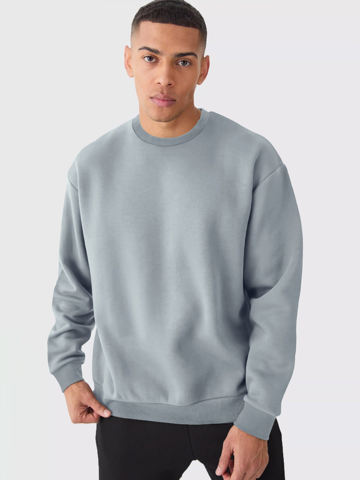 Cozy Cut Solid Light Grey Full Sleeve Sweatshirt