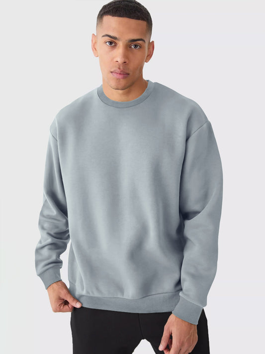 Cozy Cut Solid Light Grey Full Sleeve Sweatshirt