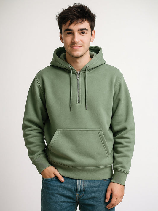 Cozy Cut Zipper Hoodie Full Sleeve Hunter Green Sweatshirt