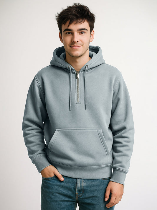 Cozy Cut Zipper Hoodie Full Sleeve Light Grey Sweatshirt
