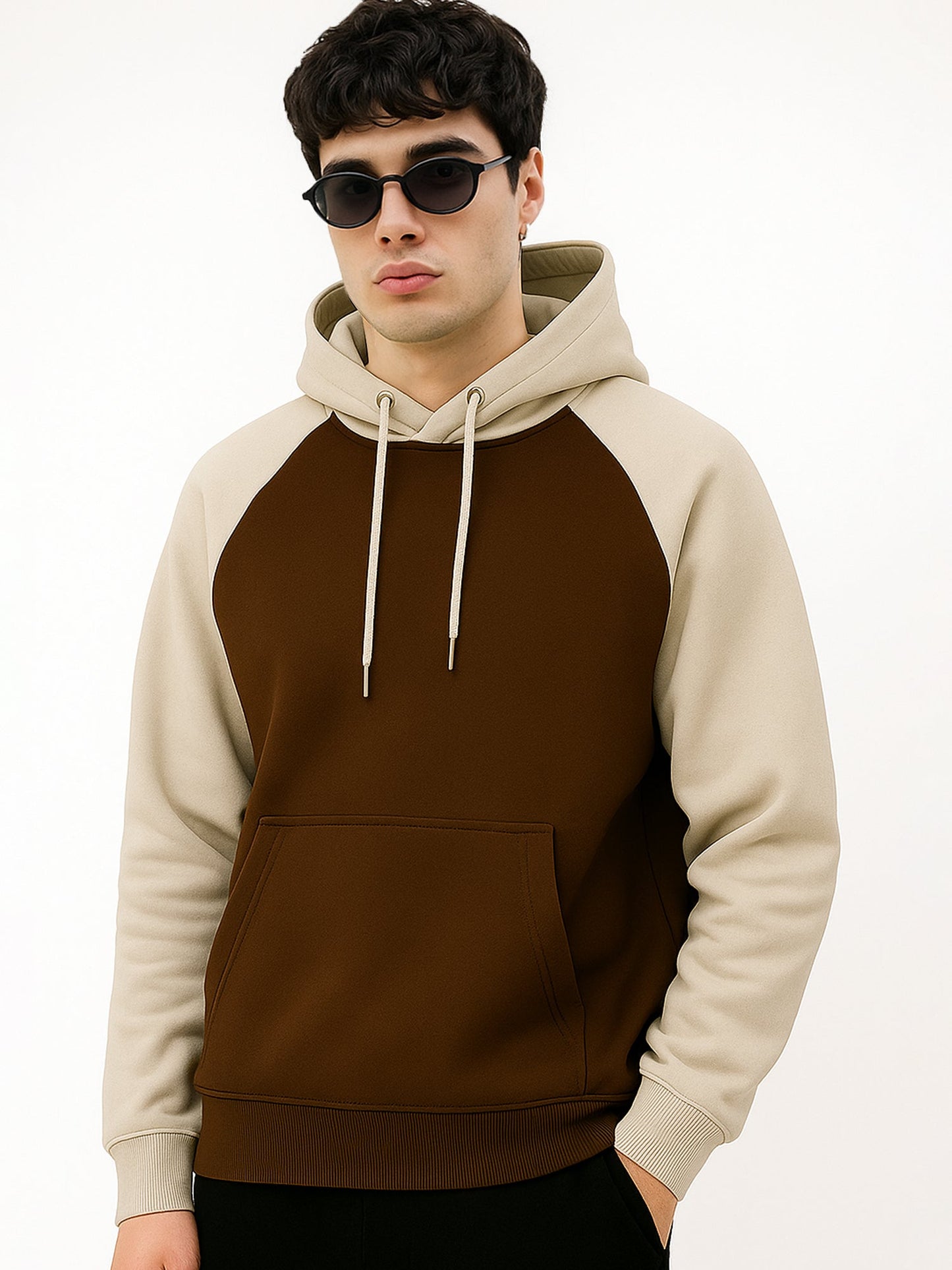 Colorblock Hoodie Full Sleeve Biscuit Sweatshirt