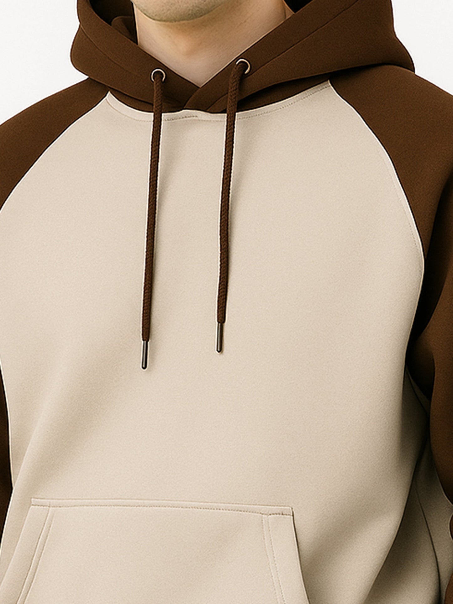 Colorblock Hoodie Full Sleeve Brown Sweatshirt