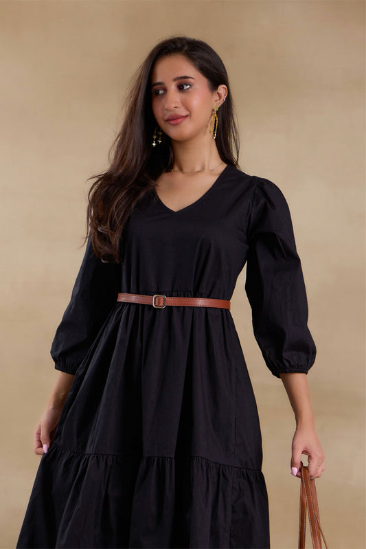 Nazaakat Essentials Black Flared Long Dress