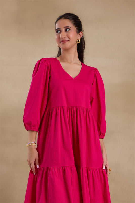 Nazaakat Essentials Fuchsia Flared Long Dress