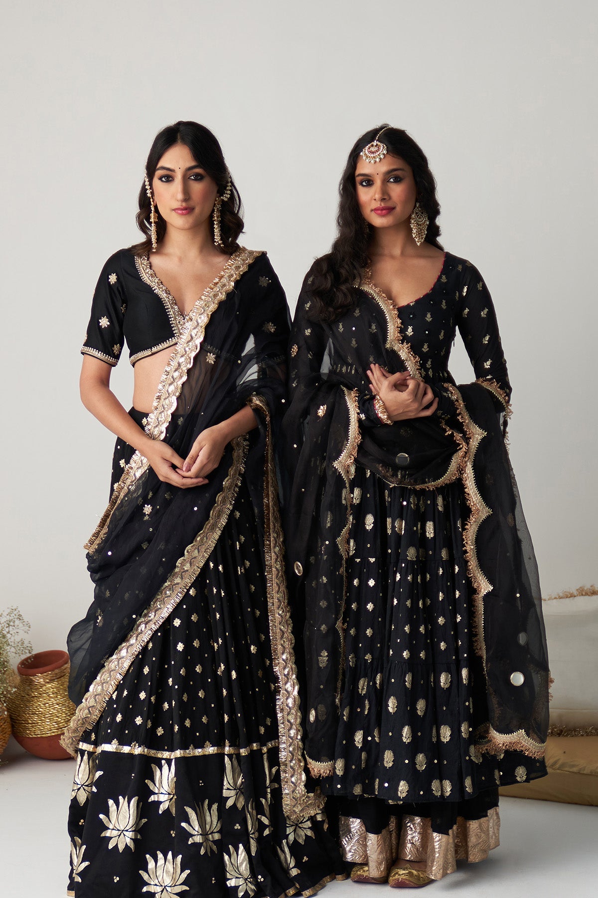 Pakeezah Black foil lehenga  with blouse  and dupatta (set of 3)