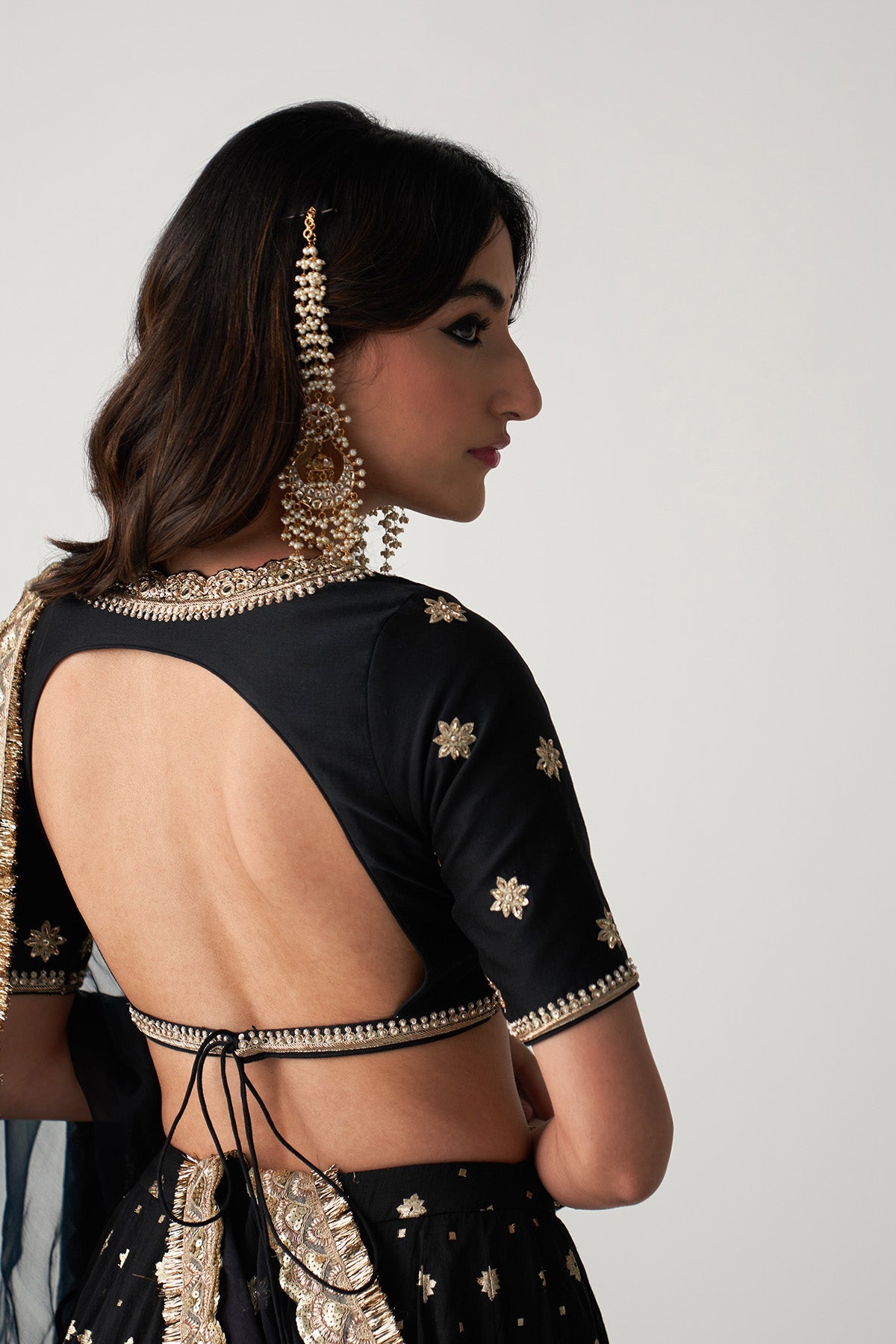 Pakeezah Black foil lehenga  with blouse  and dupatta (set of 3)