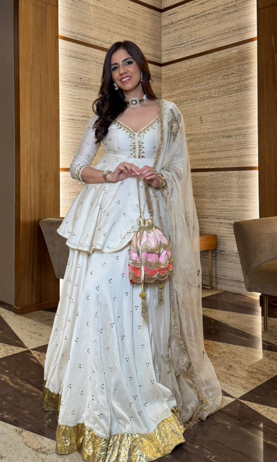 Nishka Lulla in Jhilmil White Lehenga With Kurta And Dupatta Set Of 3