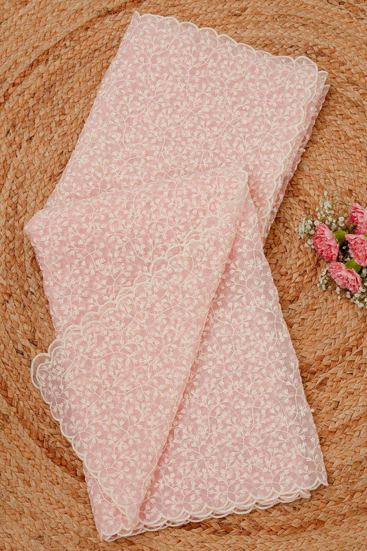 Pink Organza Embroidered Dupatta With Pearl Womens Soch